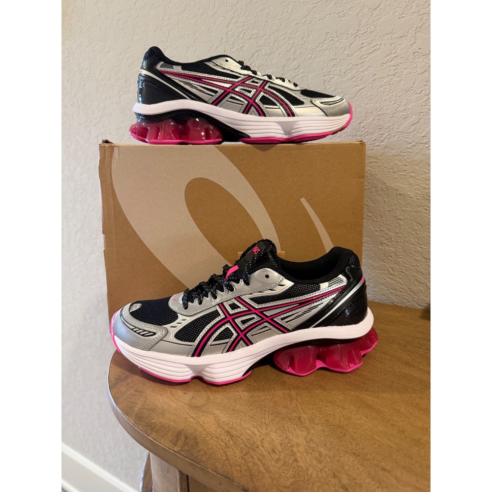 Asics Gel-Kinetic Fluent Women 8/Men 6.5 Black Pink Glo Silver Running Shoes